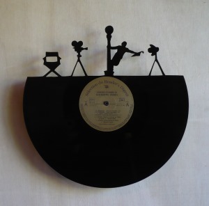 Disque Vinyle découpé Décoration Vintage horloge Cinéma